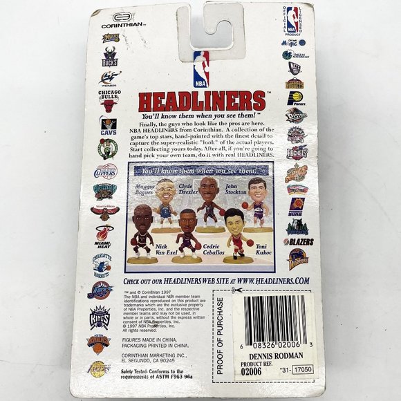 Vtg Dennis Rodman Chicago Bulls Headliners NBA Collection Action Figure Figurine - Picture 4 of 6